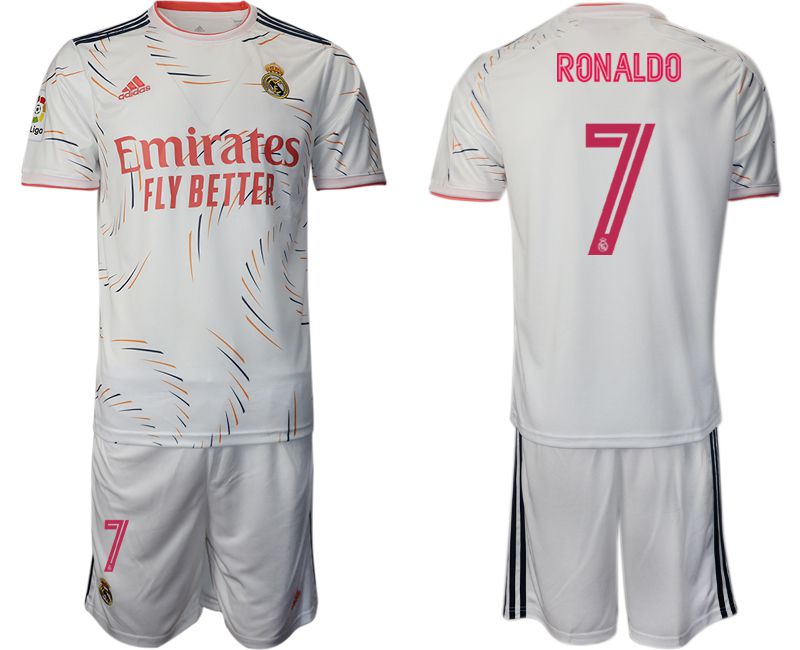 Men 2021-2022 Club Real Madrid home white #7 Adidas Soccer Jersey->real madrid jersey->Soccer Club Jersey